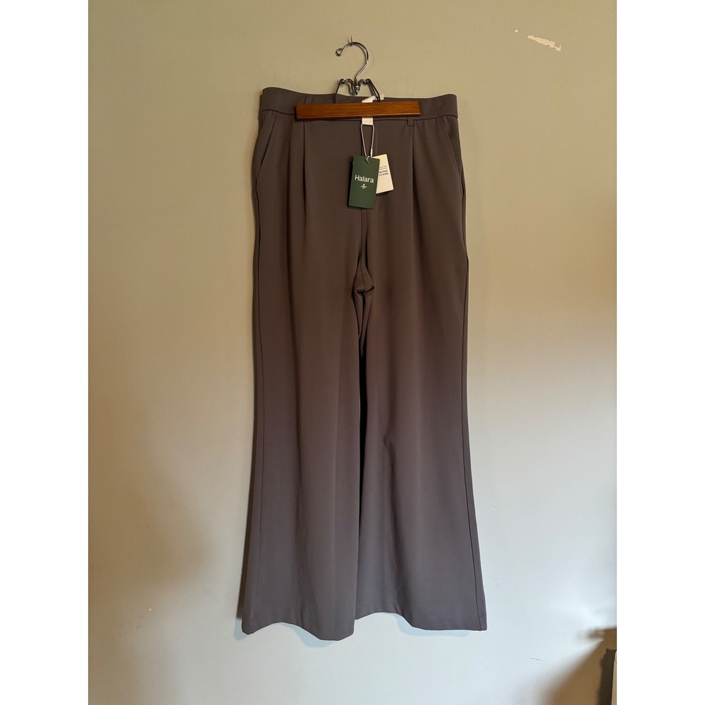 NEW Halara Taupe Gray Wide Leg Pleated Pants High Waist Stretch M - Picture 1 of 3